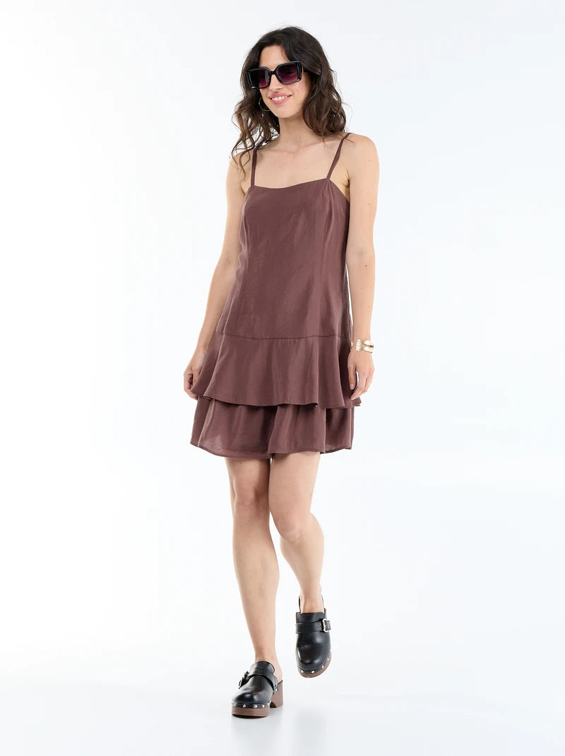 María / Vestido corto de tirantes - Marron